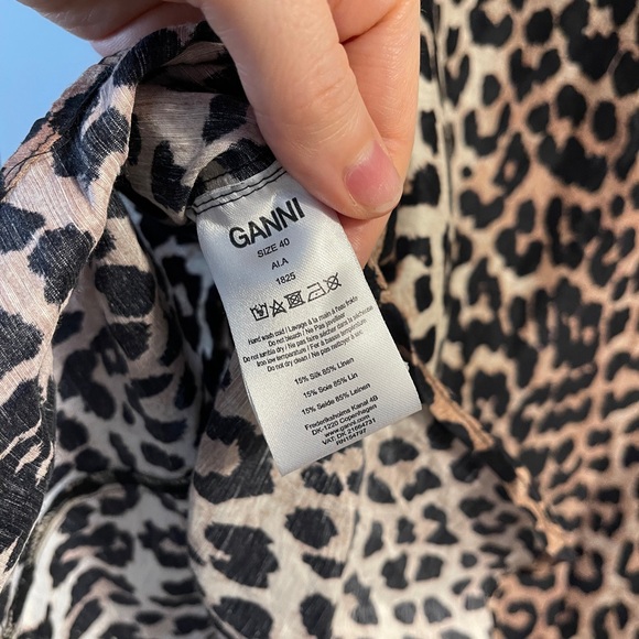 Ganni Linen and Silk blouse - Leopard Sz 40 US 8/10 - Picture 7 of 7